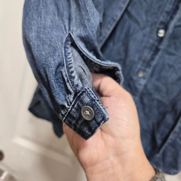 J.Crew Tie-Neck Chambray Button Down Shirt Size 0 - Picture 7 of 10